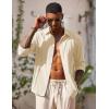 imageCOOFANDY Mens Beach Wedding Shirt Casual Long Sleeve Linen Shirts Lightweight Summer Button Up Shirts Beige