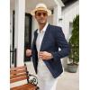 imageCOOFANDY Mens Casual Blazer Slim Fit Sport Coat Lightweight Two Button Suit JacketsPlaid Blazer Navy Blue