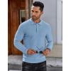 imageCOOFANDY Mens Knit Polo Shirts Long Sleeve Sweater Polo Lightweight Fashion Casual Collared ShirtsAiry Blue