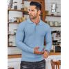 imageCOOFANDY Mens Knit Polo Shirts Long Sleeve Sweater Polo Lightweight Fashion Casual Collared ShirtsAiry Blue