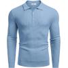 imageCOOFANDY Mens Knit Polo Shirts Long Sleeve Sweater Polo Lightweight Fashion Casual Collared ShirtsAiry Blue