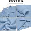 imageCOOFANDY Mens Knit Polo Shirts Long Sleeve Sweater Polo Lightweight Fashion Casual Collared ShirtsAiry Blue