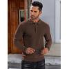 imageCOOFANDY Mens Knit Polo Shirts Long Sleeve Sweater Polo Lightweight Fashion Casual Collared ShirtsBrown