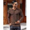 imageCOOFANDY Mens Knit Polo Shirts Long Sleeve Sweater Polo Lightweight Fashion Casual Collared ShirtsBrown