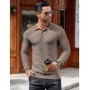 imageCOOFANDY Mens Knit Polo Shirts Long Sleeve Sweater Polo Lightweight Fashion Casual Collared ShirtsBrown and Grey