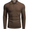 imageCOOFANDY Mens Knit Polo Shirts Long Sleeve Sweater Polo Lightweight Fashion Casual Collared ShirtsDark Coffee