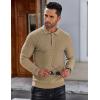 imageCOOFANDY Mens Knit Polo Shirts Long Sleeve Sweater Polo Lightweight Fashion Casual Collared ShirtsKhaki