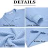 imageCOOFANDY Mens Knit Polo Shirts Long Sleeve Sweater Polo Lightweight Fashion Casual Collared ShirtsLight Blue