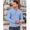 imageCOOFANDY Mens Knit Polo Shirts Long Sleeve Sweater Polo Lightweight Fashion Casual Collared ShirtsLight Blue