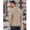 imageCOOFANDY Mens Knit Polo Shirts Long Sleeve Sweater Polo Lightweight Fashion Casual Collared ShirtsStripedlight Khaki
