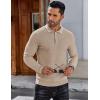 imageCOOFANDY Mens Knit Polo Shirts Long Sleeve Sweater Polo Lightweight Fashion Casual Collared ShirtsStripedlight Khaki