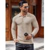 imageCOOFANDY Mens Knit Polo Shirts Long Sleeve Sweater Polo Lightweight Fashion Casual Collared ShirtsStripedlight Khaki