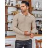 imageCOOFANDY Mens Knit Polo Shirts Long Sleeve Sweater Polo Lightweight Fashion Casual Collared ShirtsStripedlight Khaki