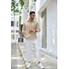 imageCOOFANDY Mens Linen Shirts Long Sleeve Casual Button Down Shirts for Men Summer Beach Wedding Shirt Khaki XLarge