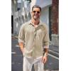 imageCOOFANDY Mens Linen Shirts Long Sleeve Casual Button Down Shirts for Men Summer Beach Wedding Shirt Khaki XLarge