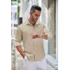 imageCOOFANDY Mens Linen Shirts Long Sleeve Casual Button Down Shirts for Men Summer Beach Wedding Shirt Khaki XLarge