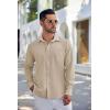 imageCOOFANDY Mens Linen Shirts Long Sleeve Casual Button Down Shirts for Men Summer Beach Wedding Shirt Khaki XLarge