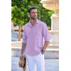 imageCOOFANDY Mens Long Sleeve Button Down Shirts Casual Cotton Linen Shirts Summer Beach Shirt with Pocket