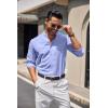 imageCOOFANDY Mens Long Sleeve Oxford Dress Shirts Chambray Button Down Shirt Casual Band Collar ShirtsLight Blue