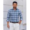 imageCOOFANDY Mens Long Sleeve Plaid Button Down Cotton Wrinkle Free Dress ShirtBlue Green Plaid