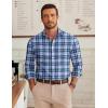 imageCOOFANDY Mens Long Sleeve Plaid Button Down Cotton Wrinkle Free Dress ShirtBlue Green Plaid