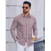 imageCOOFANDY Mens Long Sleeve Plaid Button Down Cotton Wrinkle Free Dress ShirtBlue Orange Plaid