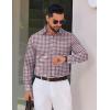 imageCOOFANDY Mens Long Sleeve Plaid Button Down Cotton Wrinkle Free Dress ShirtBlue Orange Plaid