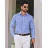 imageCOOFANDY Mens Long Sleeve Plaid Button Down Cotton Wrinkle Free Dress ShirtBlue White Plaid