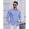 imageCOOFANDY Mens Long Sleeve Plaid Button Down Cotton Wrinkle Free Dress ShirtBlue White Plaid