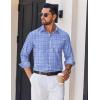 imageCOOFANDY Mens Long Sleeve Plaid Button Down Cotton Wrinkle Free Dress ShirtBlue White Plaid