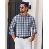 imageCOOFANDY Mens Long Sleeve Plaid Button Down Cotton Wrinkle Free Dress ShirtDark Green Plaid