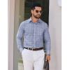 imageCOOFANDY Mens Long Sleeve Plaid Button Down Cotton Wrinkle Free Dress ShirtGrey White Plaid