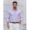 imageCOOFANDY Mens Long Sleeve Plaid Button Down Cotton Wrinkle Free Dress ShirtLight Purple Plaid