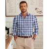 imageCOOFANDY Mens Long Sleeve Plaid Button Down Cotton Wrinkle Free Dress ShirtNavy Black White Plaid