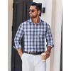 imageCOOFANDY Mens Long Sleeve Plaid Button Down Cotton Wrinkle Free Dress ShirtNavy Black White Plaid