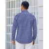 imageCOOFANDY Mens Long Sleeve Plaid Button Down Cotton Wrinkle Free Dress ShirtNavy Blue White Plaid