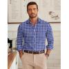 imageCOOFANDY Mens Long Sleeve Plaid Button Down Cotton Wrinkle Free Dress ShirtNavy Blue White Plaid
