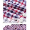 imageCOOFANDY Mens Long Sleeve Plaid Button Down Cotton Wrinkle Free Dress ShirtNavy Red Plaid