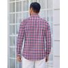 imageCOOFANDY Mens Long Sleeve Plaid Button Down Cotton Wrinkle Free Dress ShirtNavy Red Plaid
