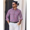imageCOOFANDY Mens Long Sleeve Plaid Button Down Cotton Wrinkle Free Dress ShirtNavy Red Plaid