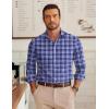 imageCOOFANDY Mens Long Sleeve Plaid Button Down Cotton Wrinkle Free Dress ShirtNavy White Plaid