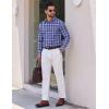 imageCOOFANDY Mens Long Sleeve Plaid Button Down Cotton Wrinkle Free Dress ShirtNavy White Plaid
