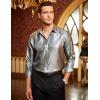 imageCOOFANDY Mens Luxury Dress Shirt Long Sleeve Prom Wedding Party Shiny Button Down Shirts Silver Grey