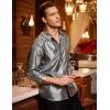 imageCOOFANDY Mens Luxury Dress Shirt Long Sleeve Prom Wedding Party Shiny Button Down Shirts Silver Grey