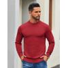 imageCOOFANDY Mens Mock Turtleneck Ribbed Knit Pullover Sweater Casual Lightweight Slim fit Dress SweaterRed