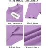 imageCOOFANDY Mens Mock Turtleneck Sweater Short Sleeve Casual Basic Tops Ribbed Knit Pullover Solid TeeLight Purple