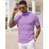 imageCOOFANDY Mens Mock Turtleneck Sweater Short Sleeve Casual Basic Tops Ribbed Knit Pullover Solid TeeLight Purple