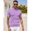 imageCOOFANDY Mens Mock Turtleneck Sweater Short Sleeve Casual Basic Tops Ribbed Knit Pullover Solid TeeLight Purple