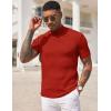 imageCOOFANDY Mens Mock Turtleneck Sweater Short Sleeve Casual Basic Tops Ribbed Knit Pullover Solid TeeRed