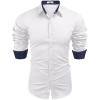 imageCOOFANDY Mens Pattern Dress Shirt Long Sleeve Casual Button Down Formal ShirtsWhite Solid 4